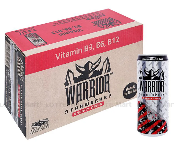[ Hoả Tốc ] - Thùng 24 lon - Nước Tăng Lực Warrior Hương Dâu 325ml