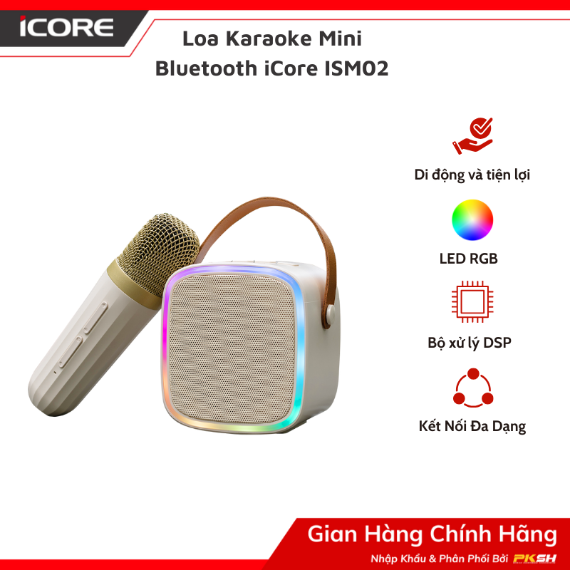 Bộ loa karaoke mini bluetooth icore ism02 kèm 01 micro - hàng chính hãng