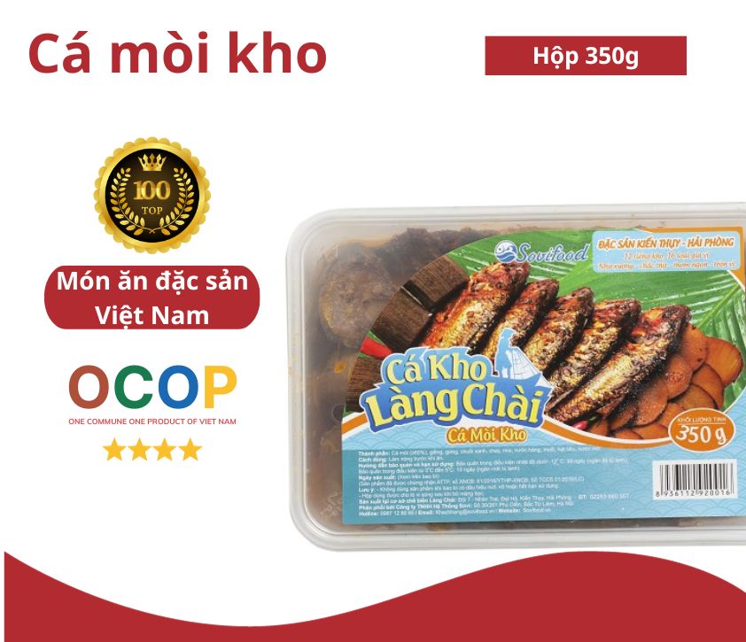 Cá Mòi Kho Làng Chài, Cá Mòi Kho Thủ Công Chất Lượng Hảo Hạng, Cực Thơm Ngon, Dùng Làm Quà Biếu Tặng Tiện Lợi, Hộp 350gram