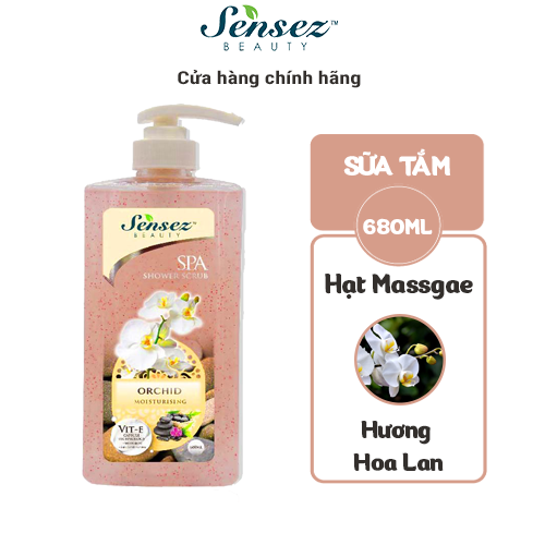 Sữa Tắm Tẩy Tế Bào Chết Hạt Massage Sensez Beauty Mịn Da Hương Thơm Sảng Khoái - Hương Hoa Lan - 680ml