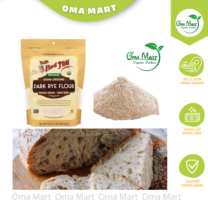 Bột mì đen nguyên cám hữu cơ Bob's red mill tách 500g