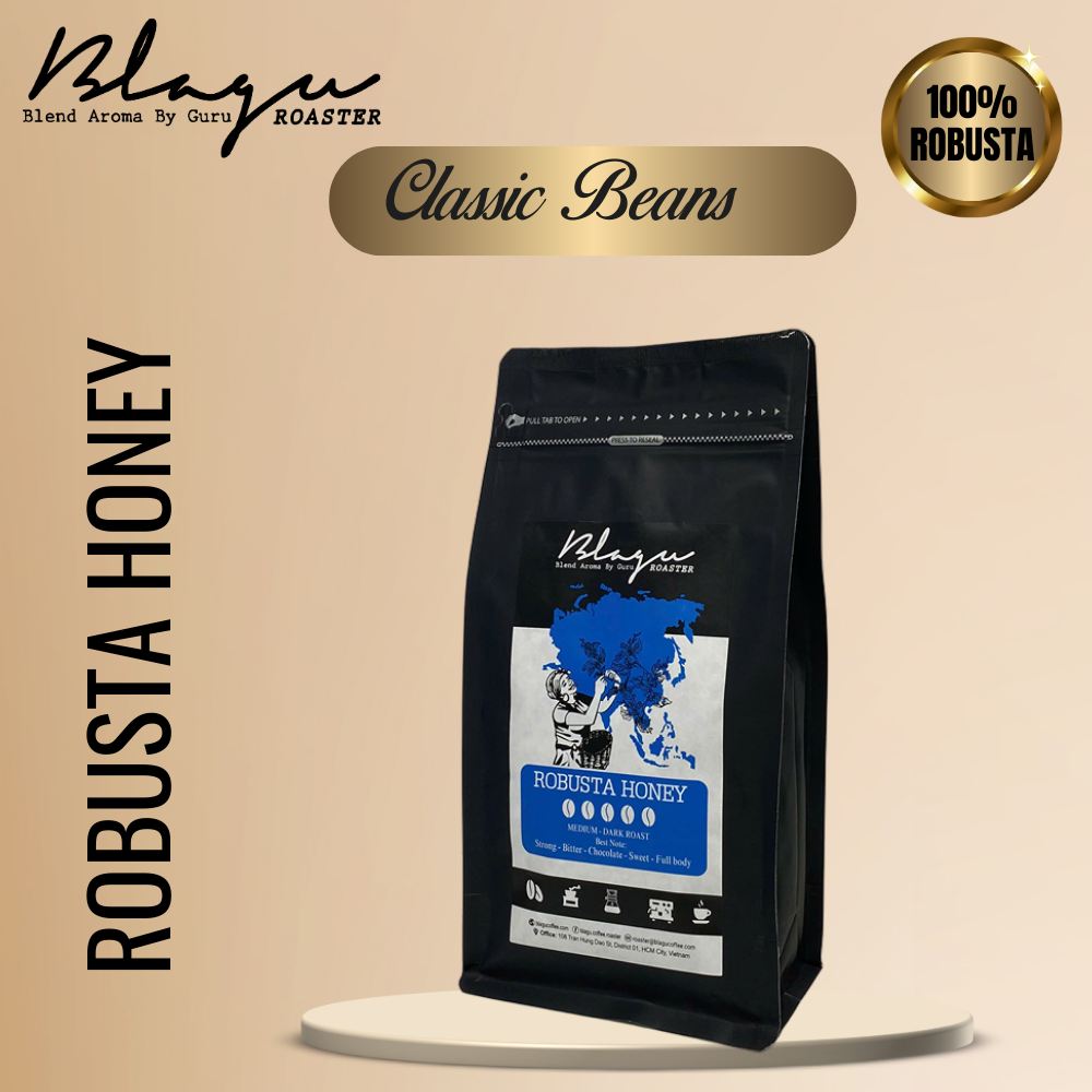 [HCM] CÀ PHÊ BLAGU HẠT ĐÃ RANG ROBUSTA HONEY MEDIUM ROAST 250g/500g