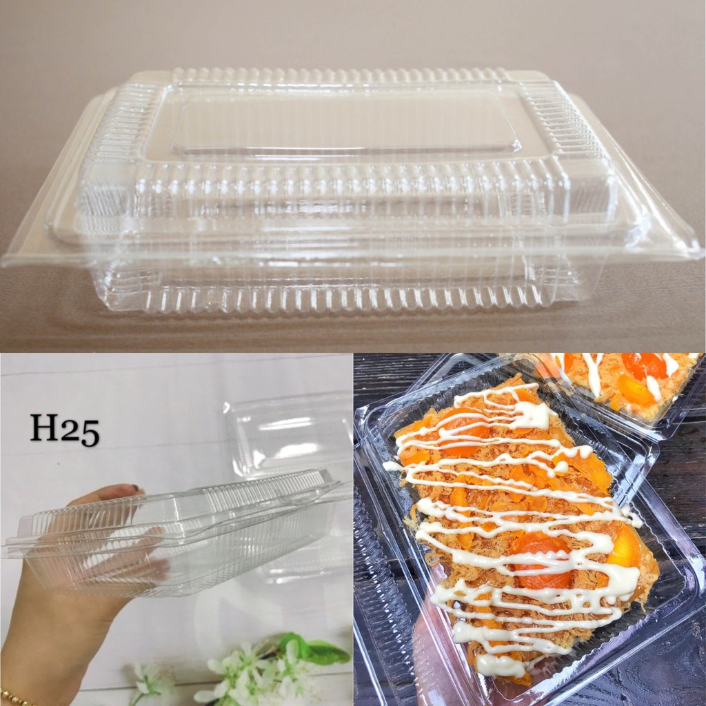 50 Hộp Nhựa 20 X 13 X 4.5Cm Đựng Được 800G Mã H25 Rau Mầm, Su Kem - Plastic Box