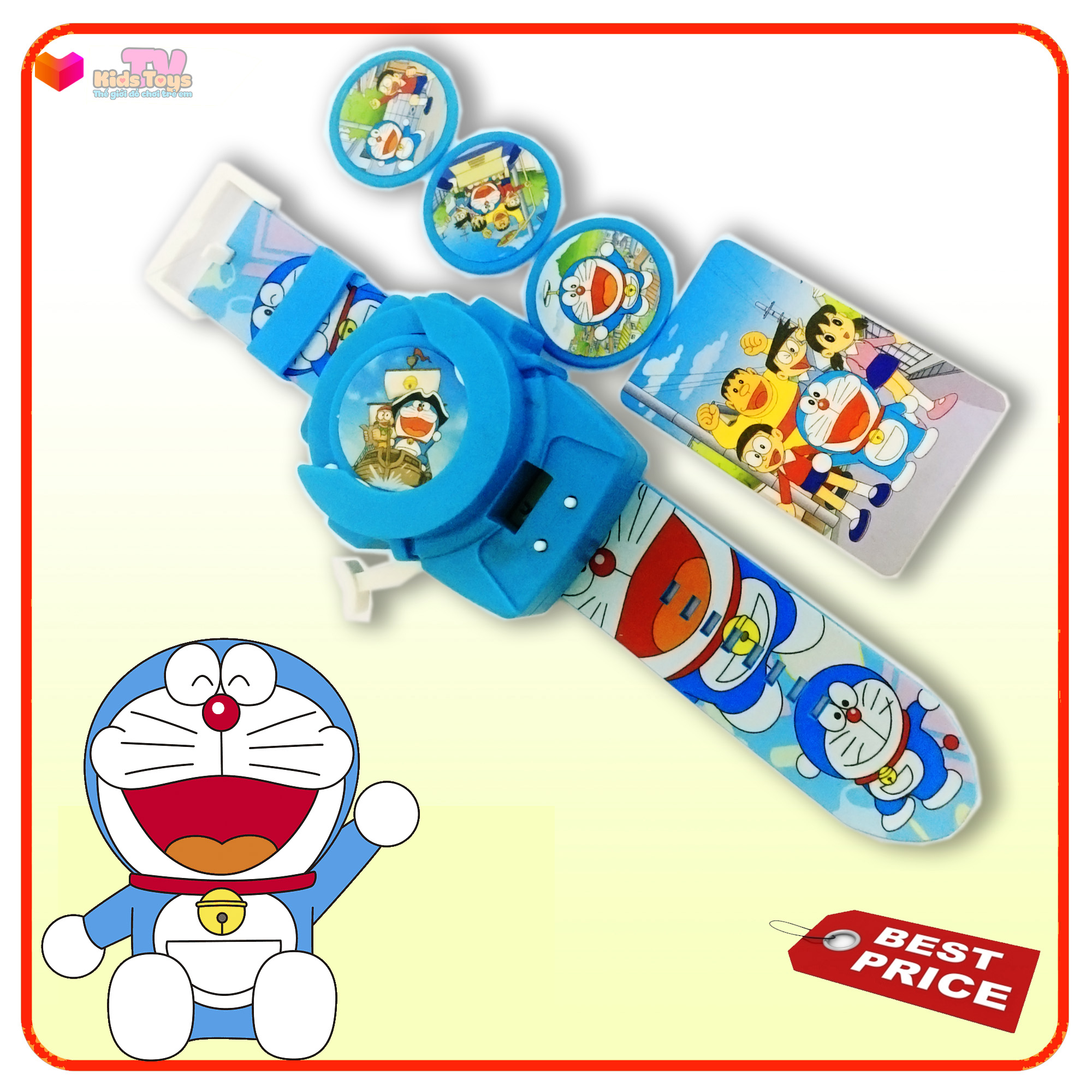 [HCM]Đồ chơi đồng hồ đeo tay Doraemon có bắn đĩa giúp bé luyện tập thói quen xem giờ mỗi ngày
