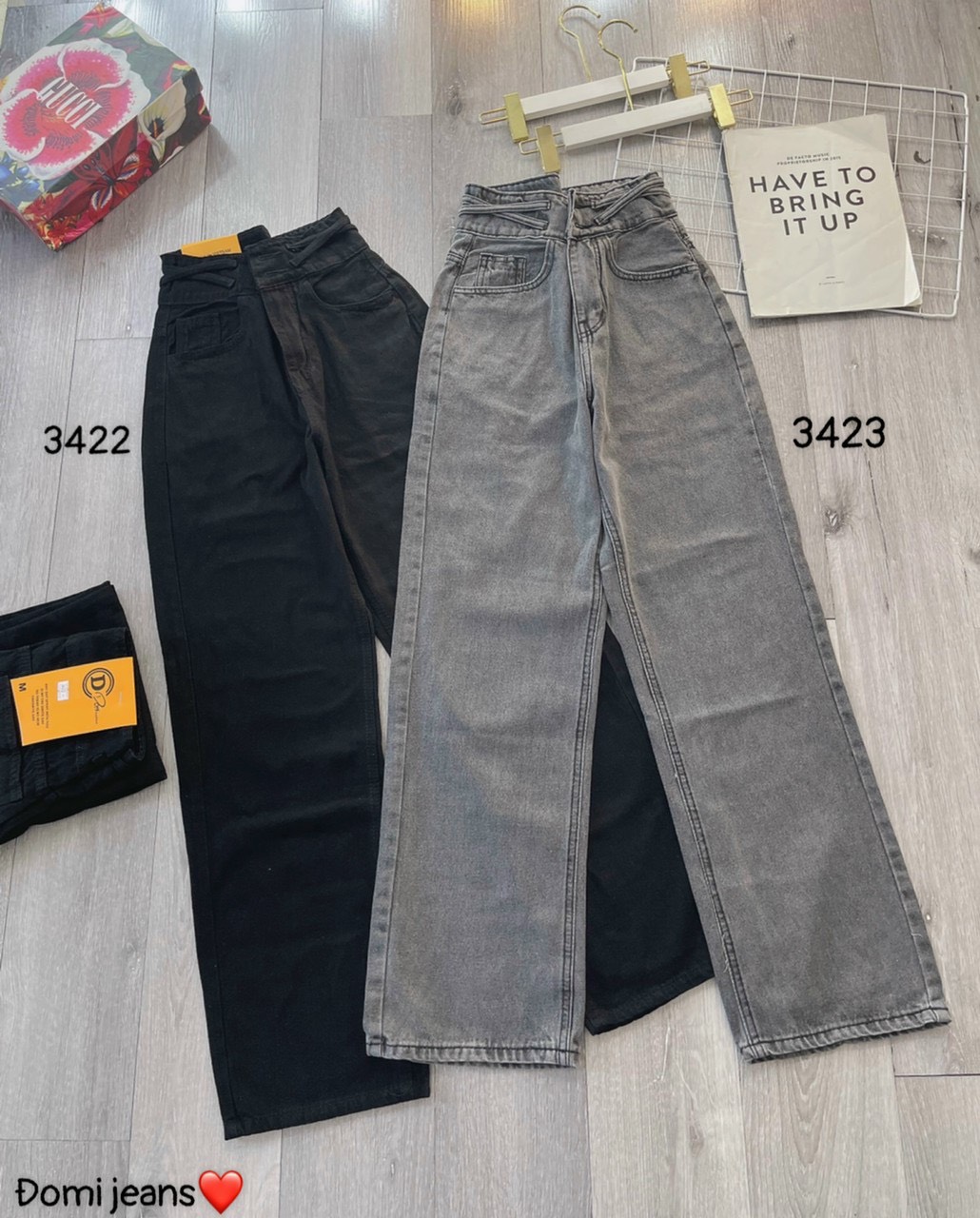 Quần jeans baggy ống suông rộng, lưng cạp cao siêu tôn dáng %@%je