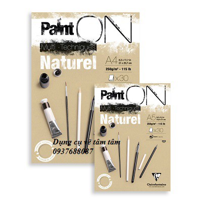 Sổ vẽ đa năng Clairefontaine, Paint On Multi Techniques Natural Color Clairefontaine-Dụng cụ vẽ Tâm Tâm