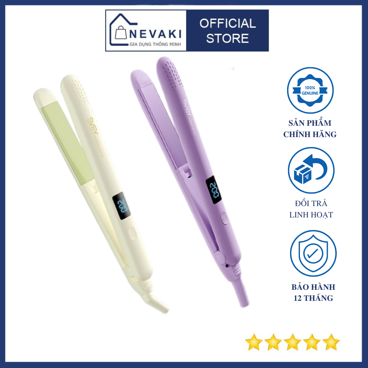 Máy duỗi tóc ép tóc uốn tóc NEVAKI SVEY bổ sung Ion âm, dưỡng tóc mềm mượt, màn hình LED điều chỉnh nhiệt độ tiện lợi