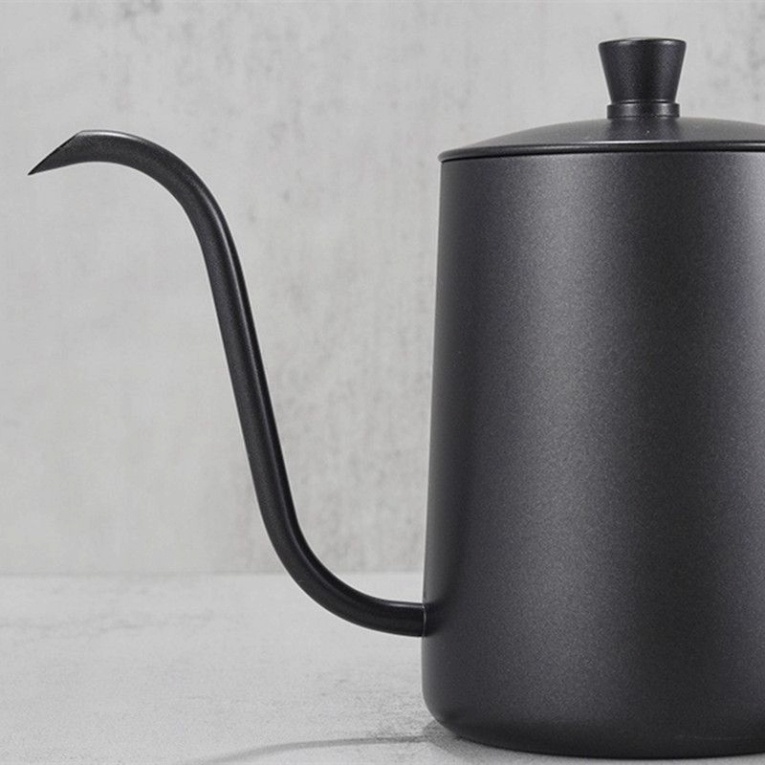 Ấm đun nước cổ ngỗng rót pha cà phê pour over vòi dài inox 304 có nắp 600ml