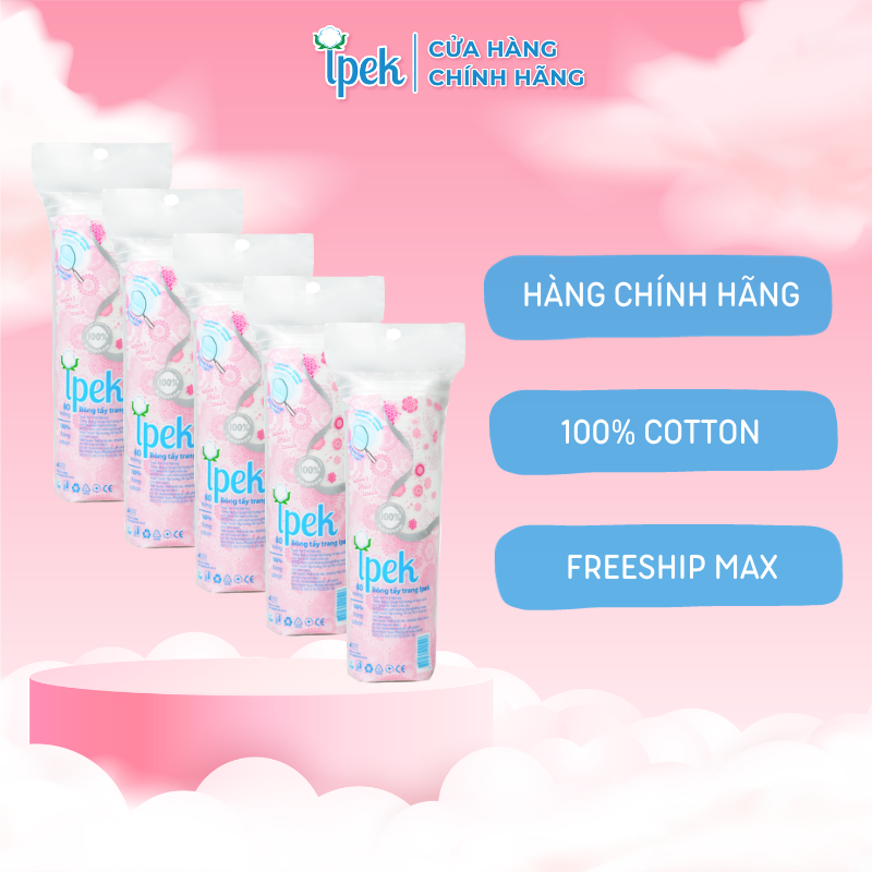 Combo5 bông tẩy trang ipek thổ nhĩ kỳ 80 miếng