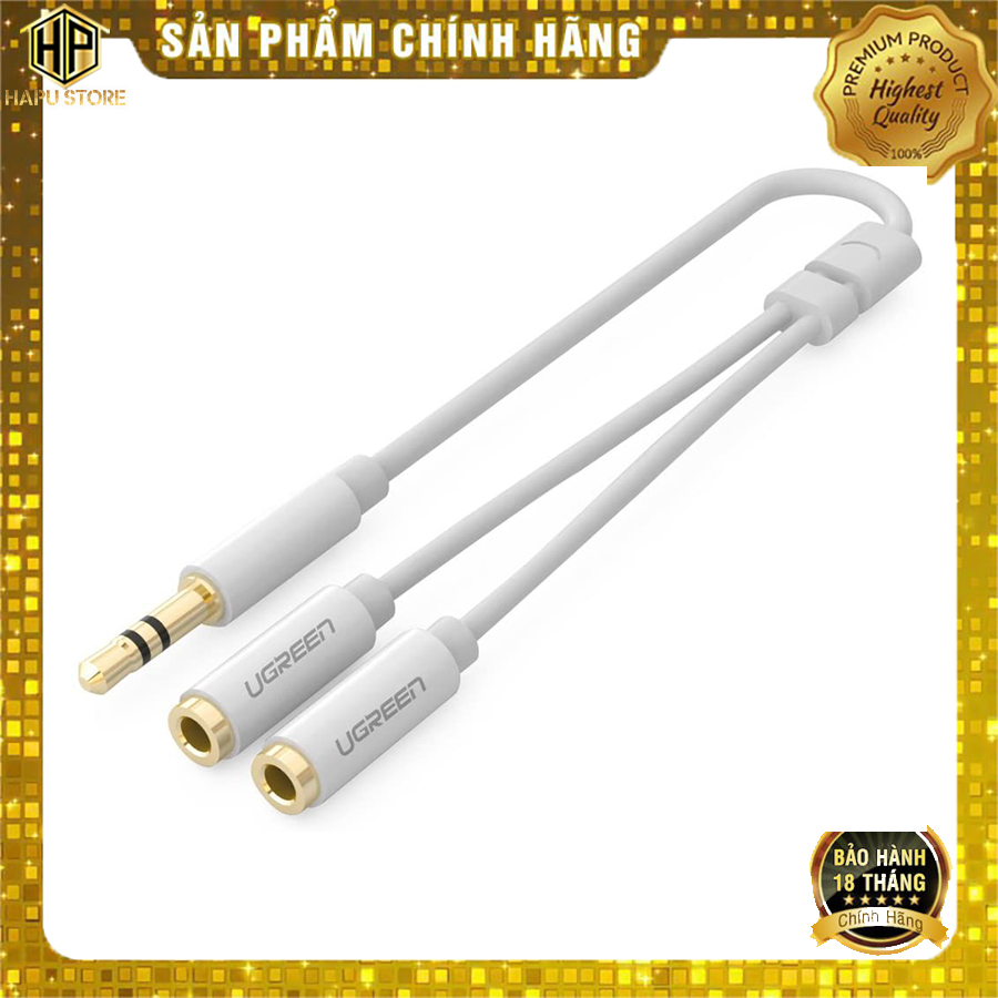 Cáp chia âm thanh 1 ra 2 ugreen 10739 - cáp audio 3.5mm chính hãng - hapustore
