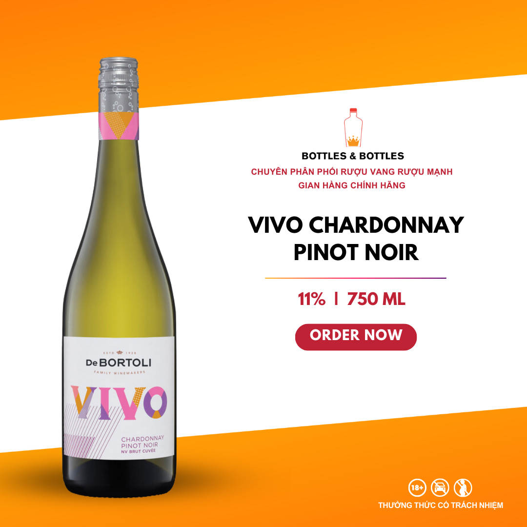Chính hãng - rượu vang sủi bọt vivo chardonnay pinot noir - 11% -750ml