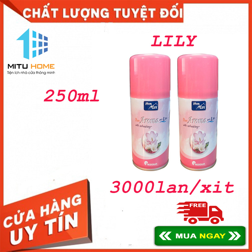 Combo 2 bình nước hoa xịt phòng hương Lily 205ml Hàn Quốc - MITUHOME - Dùng trong phòng khách, nhà bếp, nhà vệ sinh mùi thơm dễ chịu