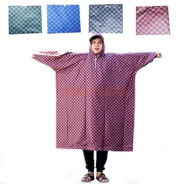 Áo Mưa Cánh Dơi 1m6 Nhựa Dẻo Caro Cá Tính ( Xẻ Tà )