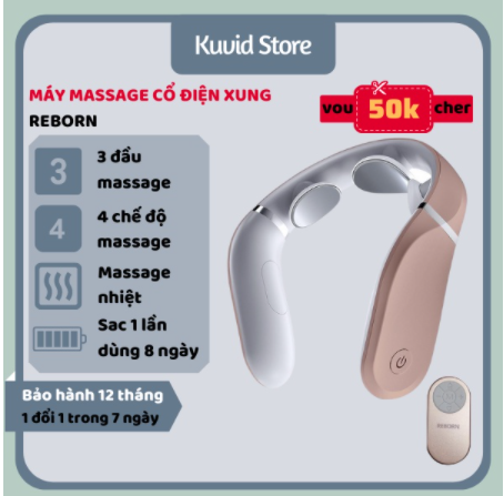 Máy massage cổ REBORN chính hãng Hàn Quốc Máy massage xung điện Mát xa cổ thiết kế gọn nhẹ BH 12 tháng