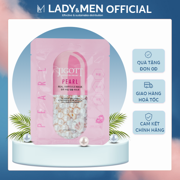 Mặt nạ dưỡng trắng da từ ngọc trai Jigott Pearl Real Ampoule Mask 27ml/miếng
