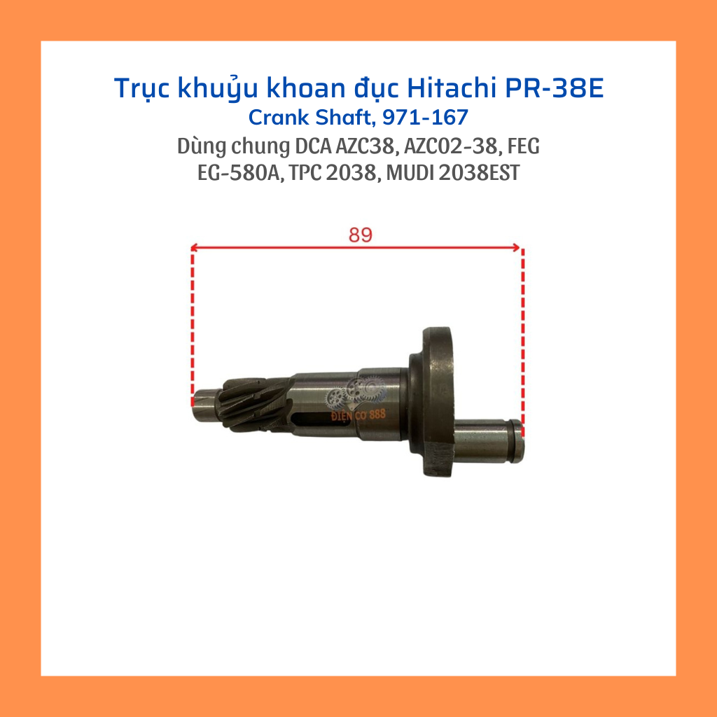 Trục khuỷu HItachi PR-38E, FEG EG-580, DCA AZC38, AZC02-38 (cốt dên PR-38E) - CRANK SHAFT ASSY'S, 971-167