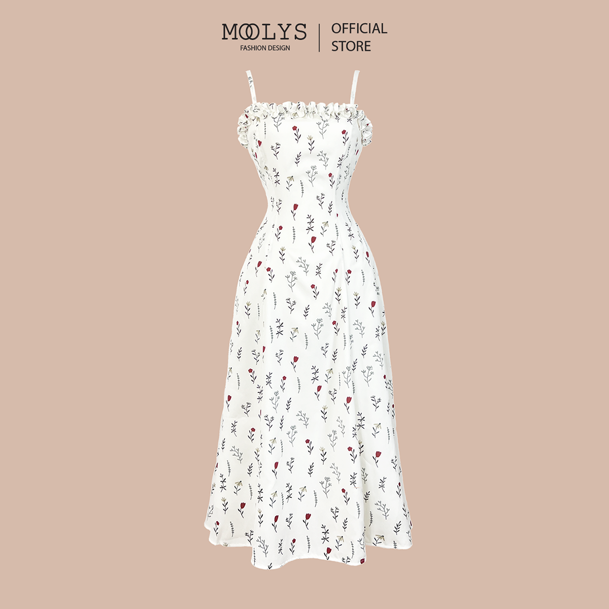 Đầm hai dây dáng dài hoa nhí dễ thương moolys md029