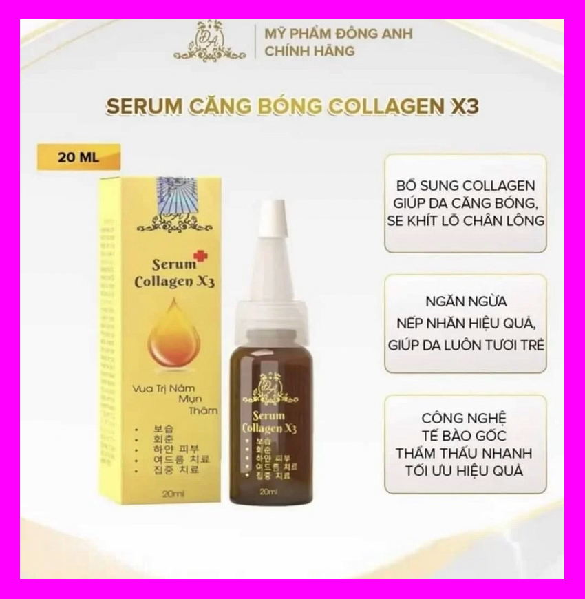 Serum mụn, nám, tàn nhanh, mụn bọc, mụn mủ - serum trắng da collagen x3 đông anh 20ml - oaisea