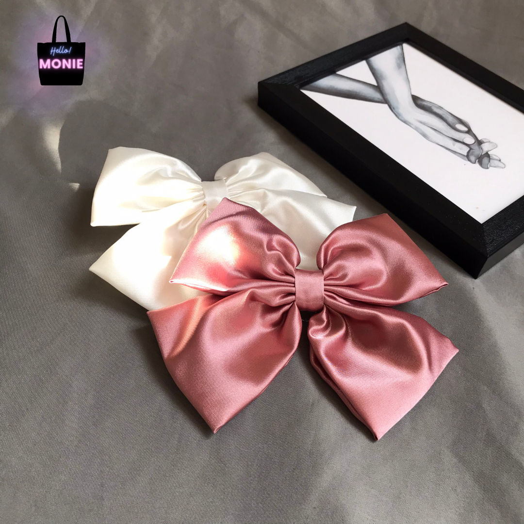 Nơ kẹp tóc lụa satin lolita bản to Monie