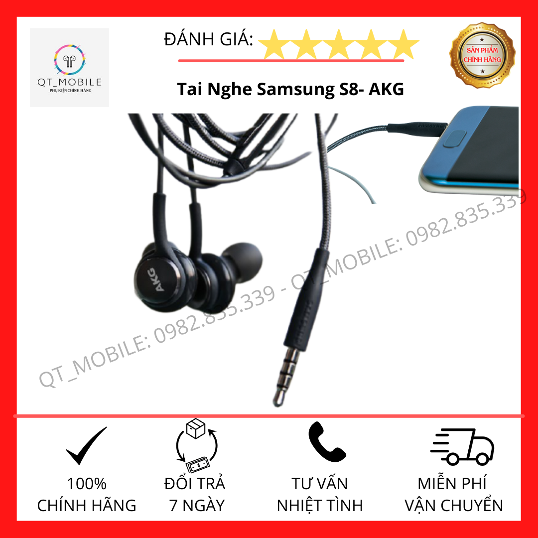 Tai nghe núm cao su samsung s8 akg cổng 3.5mm