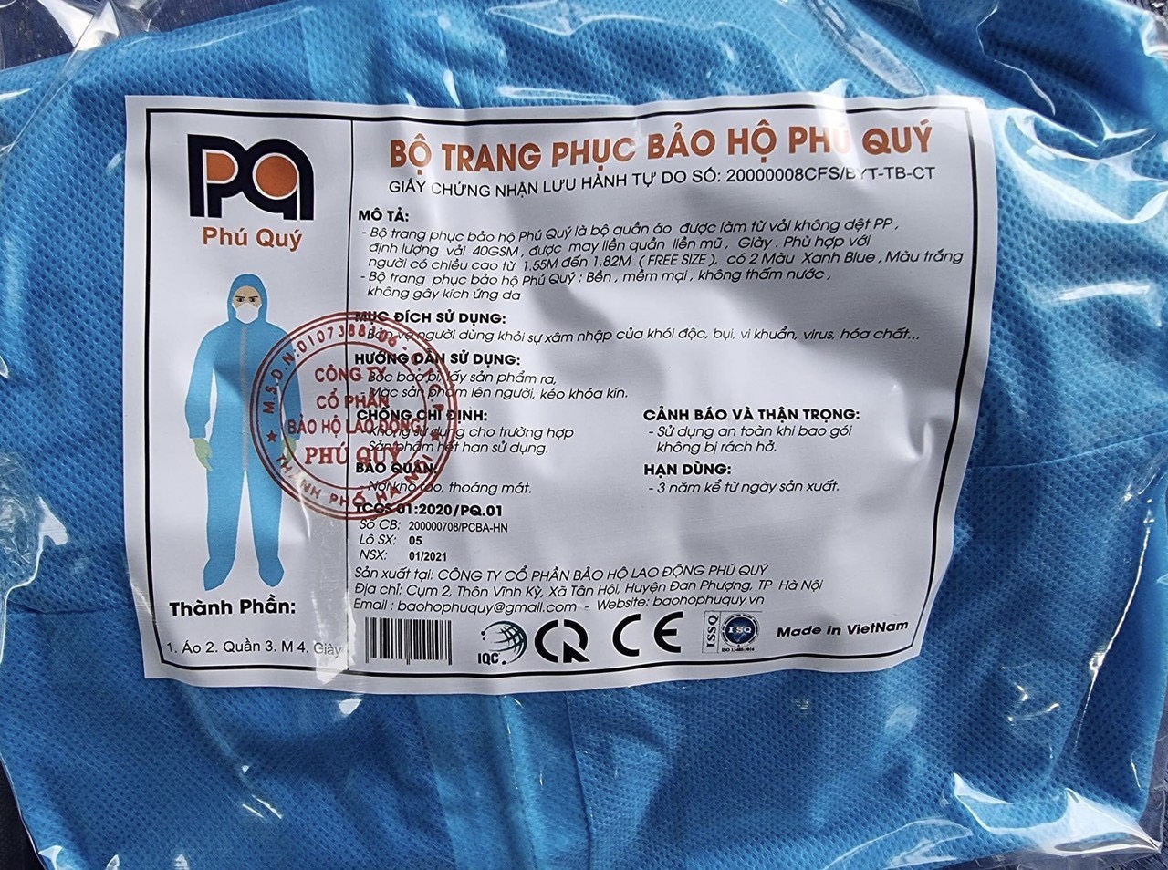 Đồ bảo hộ y tế phòng dịch phú quý 7 món , đóng gói hút chân không