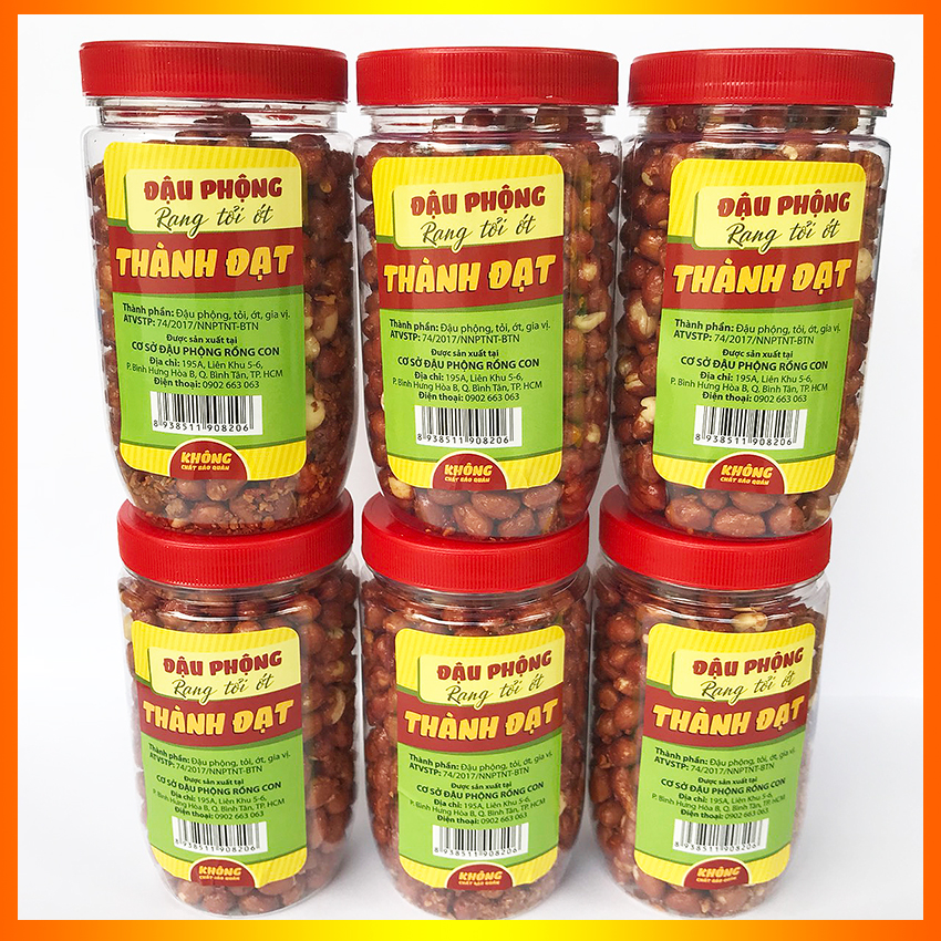 [HCM]6 Hủ Đậu Phộng Rang Tỏi Ớt  (Hủ 210Gram) thương hiệu THÀNH ĐẠT - Đồ ăn vặt