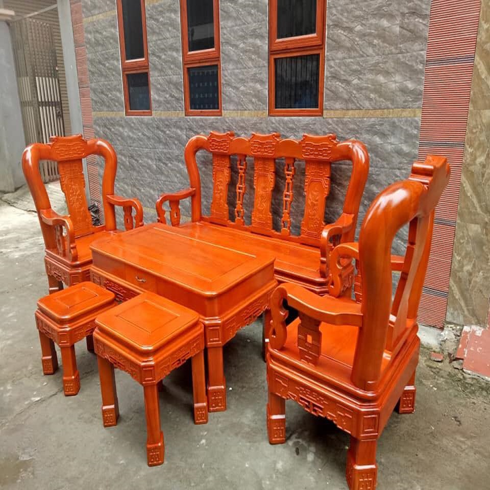 Bộ bàn ghế minh quốc triện gỗ sồi nga