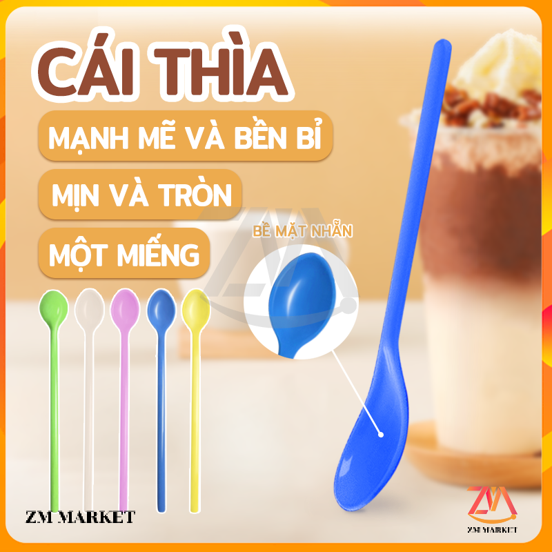 Thìa sinh tố - Thìa nhựa chính hãng,muỗng nhựa,Combo 10 Muỗng Nhựa Cafe, Sinh tố, Trà sữa