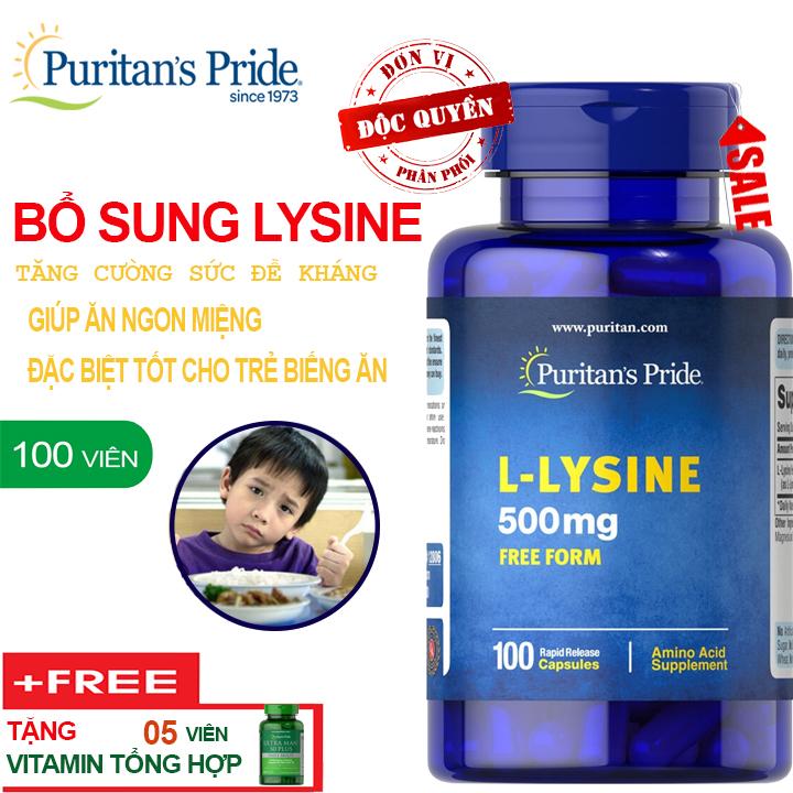 Viên uống giảm cân tăng cơ hỗ trợ tăng cường cơ bắp L-Lysine 500mg 100 viên Puritan's Pride