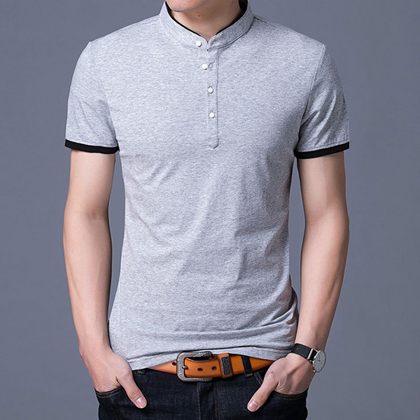 Áo thun nam cổ trụ thời trang phong cách hàn quốc bonado bn99- xám