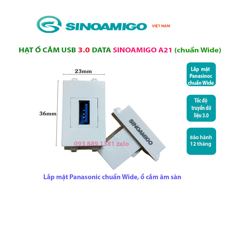 Hạt ổ cắm usb 3.0 data âm tường - đầu nối usb 3.0 data âm tường chính hãng