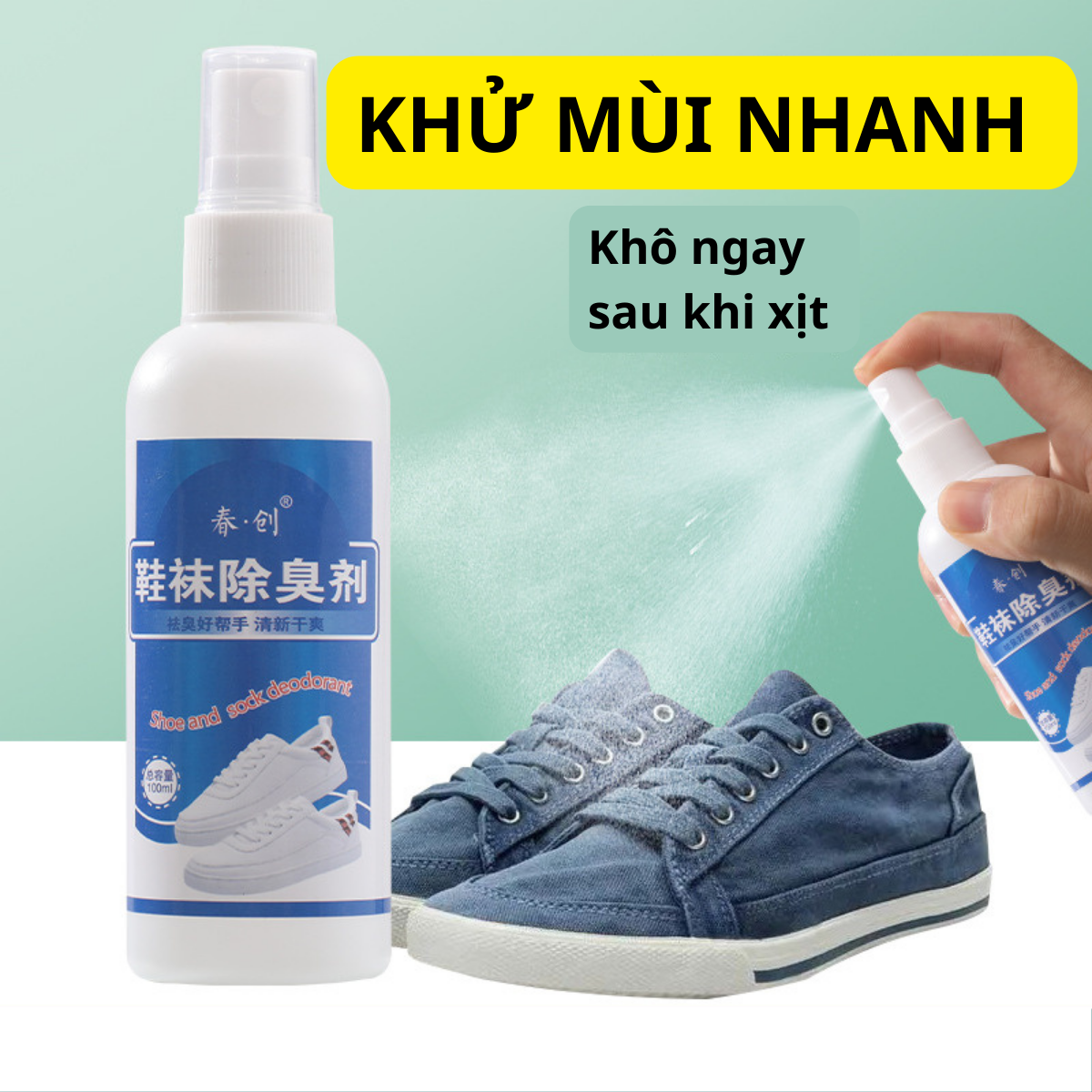 Xịt khử mùi hôi giày, khử khuẩn, khử trùng, vệ sinh sạch sẽ, bảo vệ giày và đôi chân của bạn