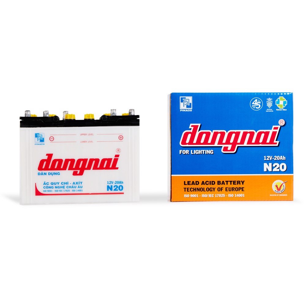 Ắc quy N20 Đồng Nai dùng thắp sáng, xe ba gác - Kèm axit châm ắc quy