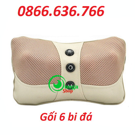 Gối Matxa Cổ Vai Gáy, Masage đa năng cao cấp 6 bi hồng ngoại- Công nghệ đảo chiều