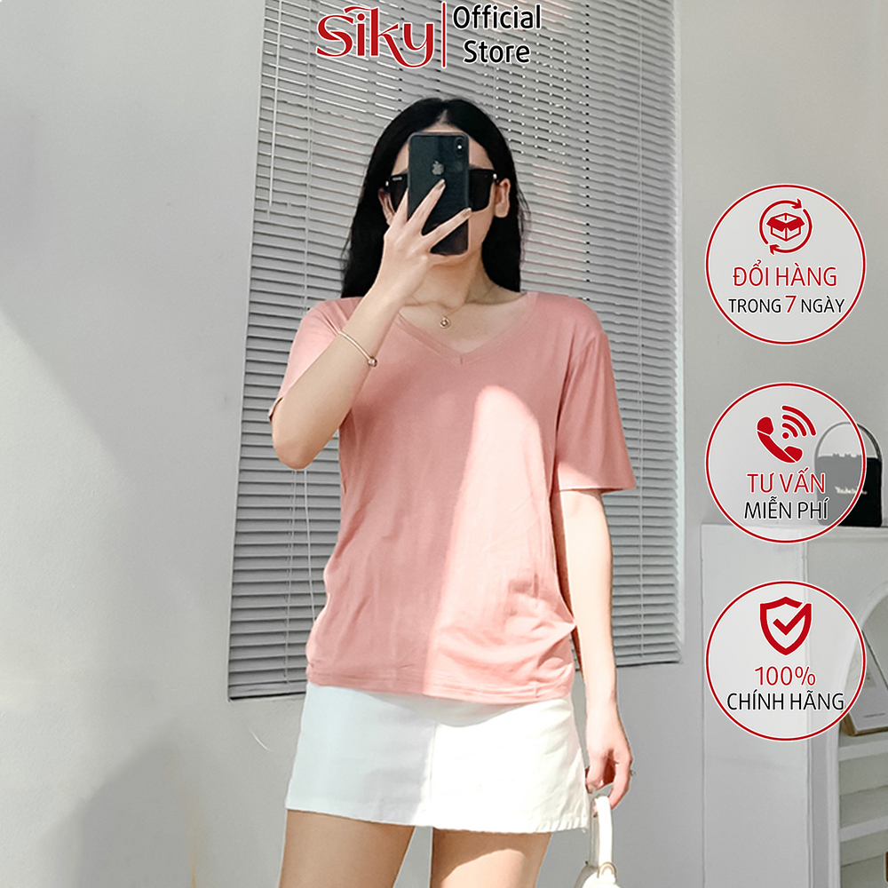 Áo phông nữ cổ tim tay ngắn - sliky - ap08