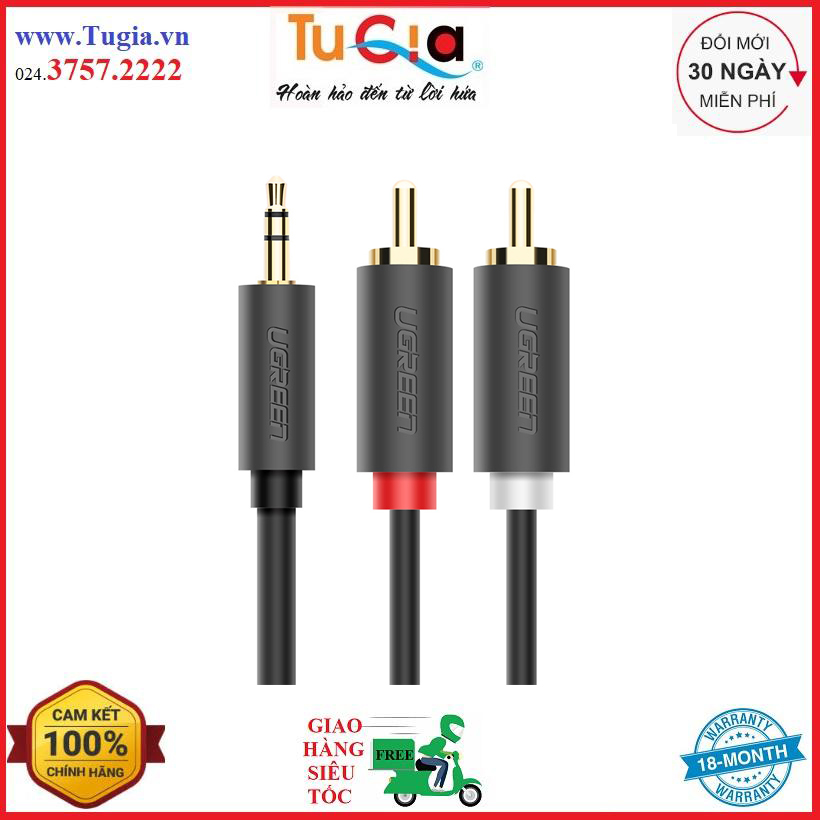 Dây chuyển đổi 3.5mm ra 2rca dài 1m ugreen av102 10772 - hàng chính hãng