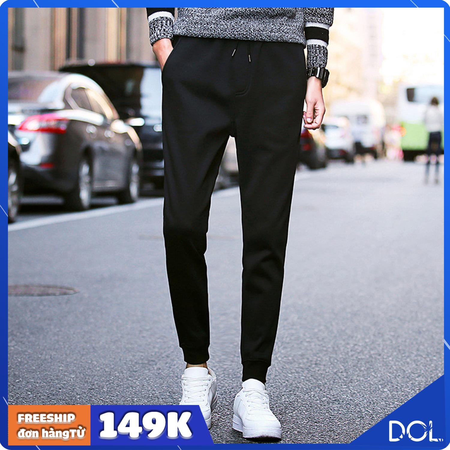 Quần Thun Jogger Thể Thao Nam Dây Rút Màu Đen Basic New 2020