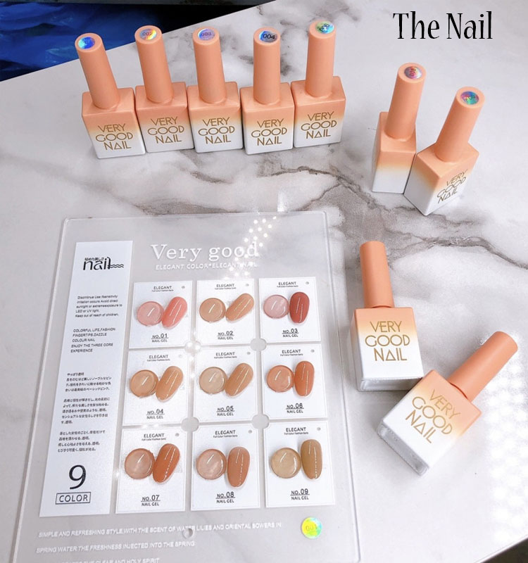 Set sơn thạch 9 màu Very Good Nail tone màu nude đỏ hồng chính hãng 15ml + tặng kèm bảng màu