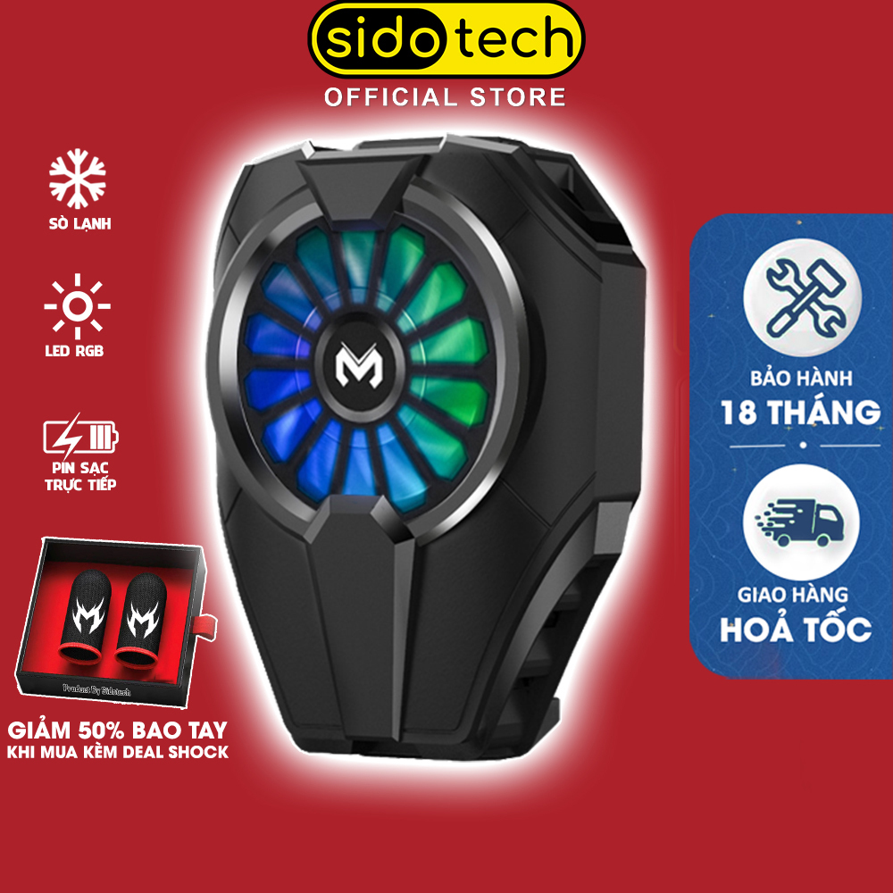 Quạt tản nhiệt gaming điện thoại sò lạnh Sidotech Memo DL06 màn hình LED hiển thị pin giảm nhiệt độ nhanh chuyên dụng khi chơi game Pubg FF Liên Quân Mobile Tốc Chiến phù hợp điện thoại android ios
