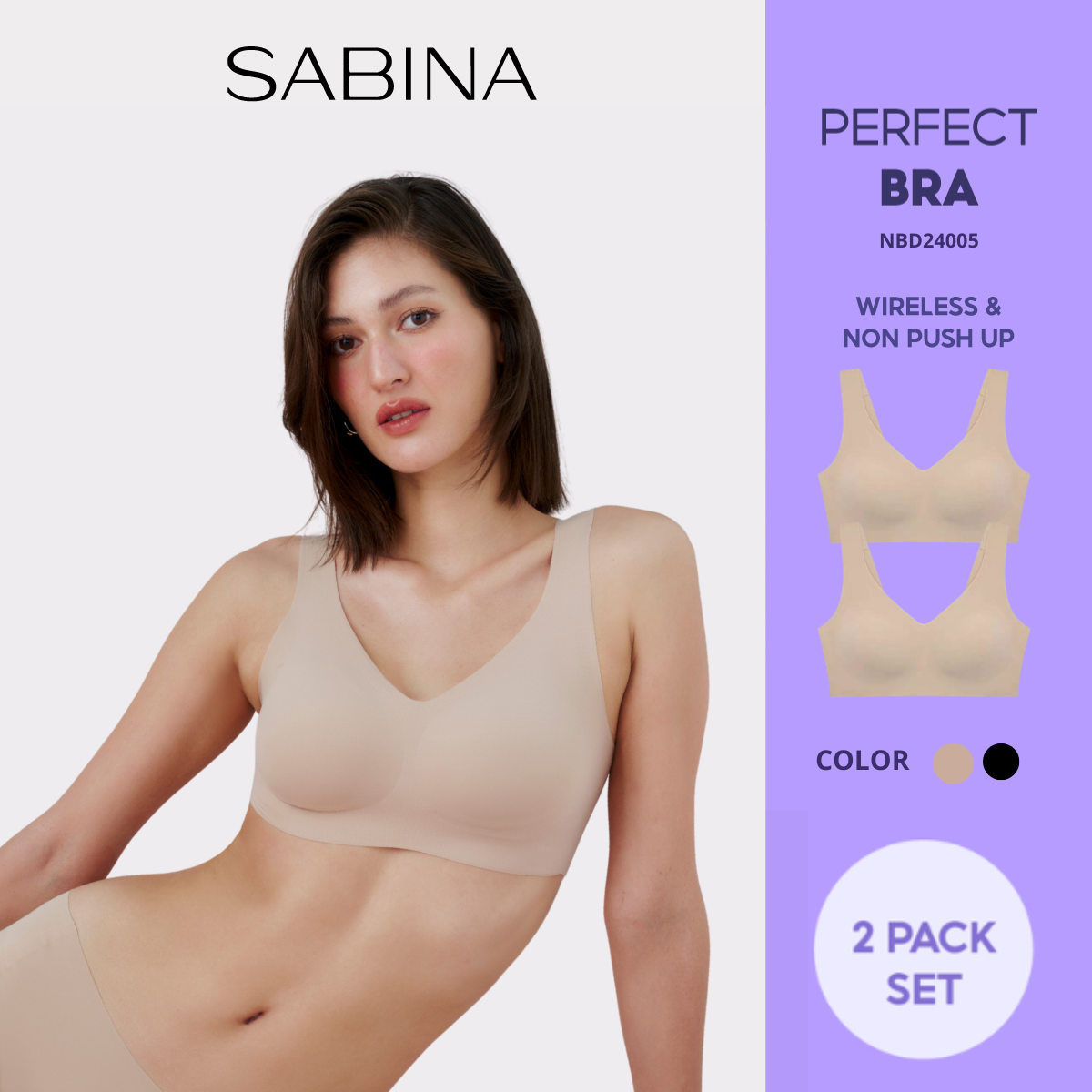  Combo 2 Áo ngực không gọng liền mạch Sabina Perfect Bra Level 1 mã sản phẩm NBD24005 