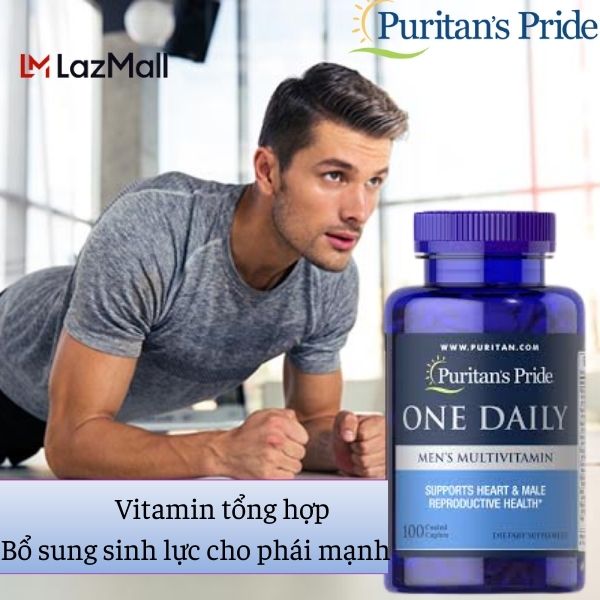 Bổ sung vitamin đa sinh tố : D3 vitamin C vitamin B Kẽm zn và Selenium tăng cường miễn dịch cho người bênh, nguoi mắc ung thư (HSD: 31/3/2025) One daily Men 100v của Puritan's Pride