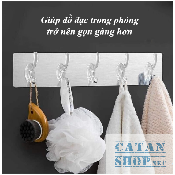 Móc dán tường thanh 6 móc treo đồ dán tường nhà tắm nhà bếp siêu dính chịu lực GD387-6Deo