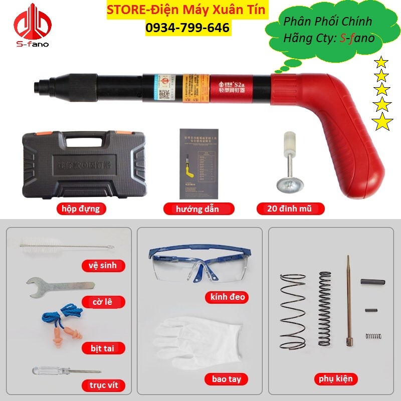 Súng bắn đinh bê tông S4 mẫu mới nhất (Đổi Tên S5).chính hãng cty s-fano.bảo hành 100%/12 tháng.