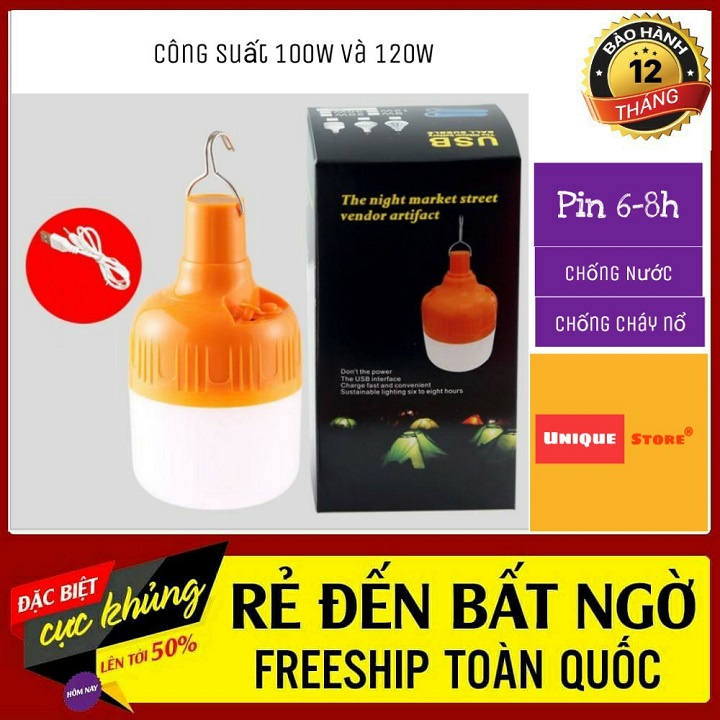 [ Bảo Hành 12 Tháng ] Bóng Đèn Led Tích Điện 100W và 120W Sạc Dây usb - Bóng Đèn Tích Điện Siêu Sáng 100W - Bóng Đèn Dự Trữ Điện