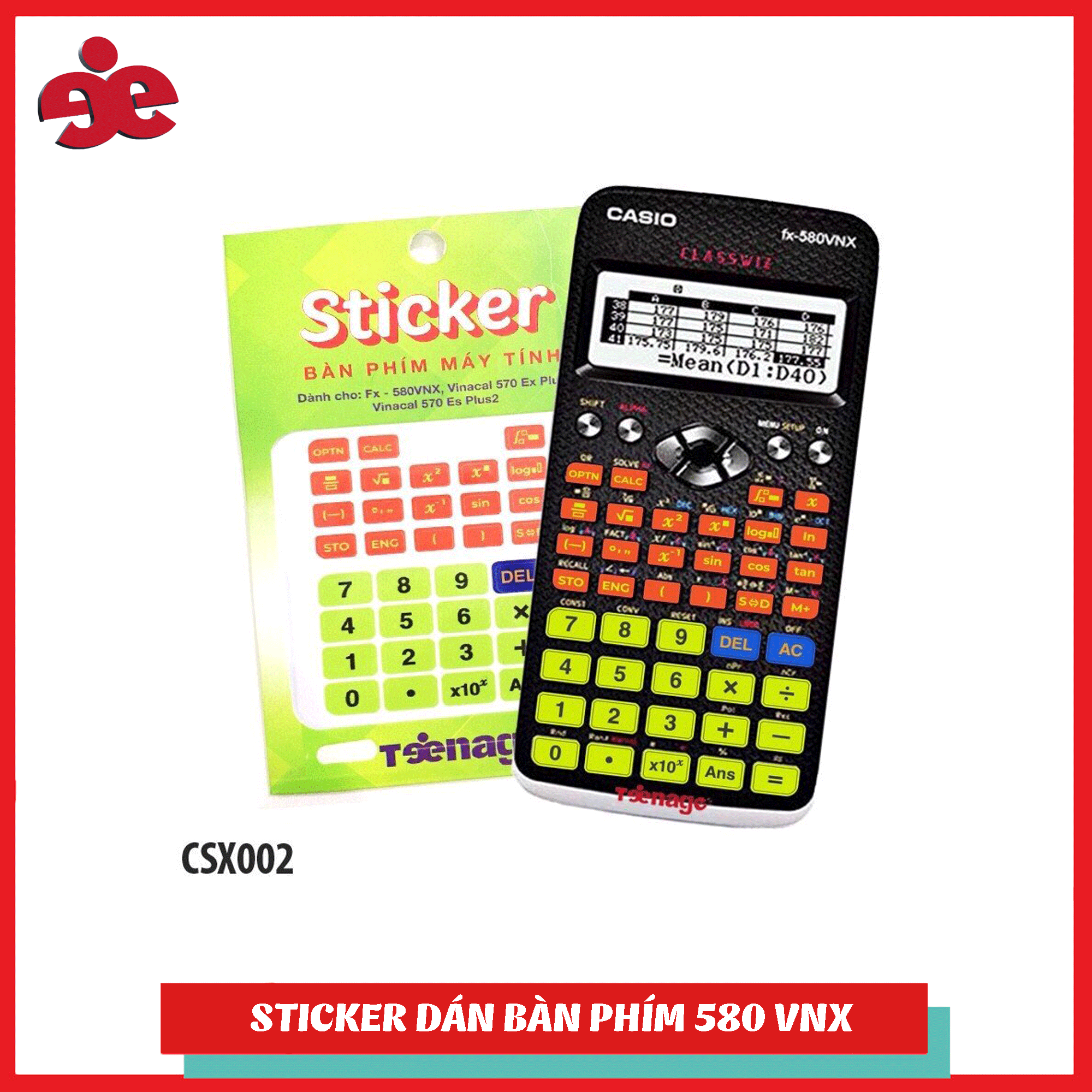 Sticker Bàn phím máy tính Casio fx580vnx, Vinacal 570esplus 2 CSX002