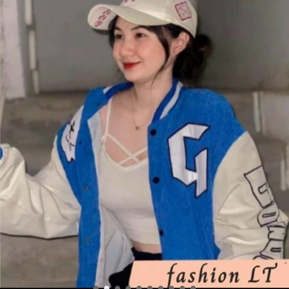 Áo khoác nhung nam nữ, áo khoác bomber in logo chữ g kèm mặt cười siêu xinh monutn30