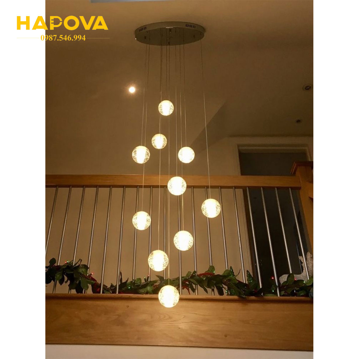 Đèn thả thông tầng pha lê giọt nước thủy tinh hapova typys 1059 + tặng kèm đế 26 lỗ