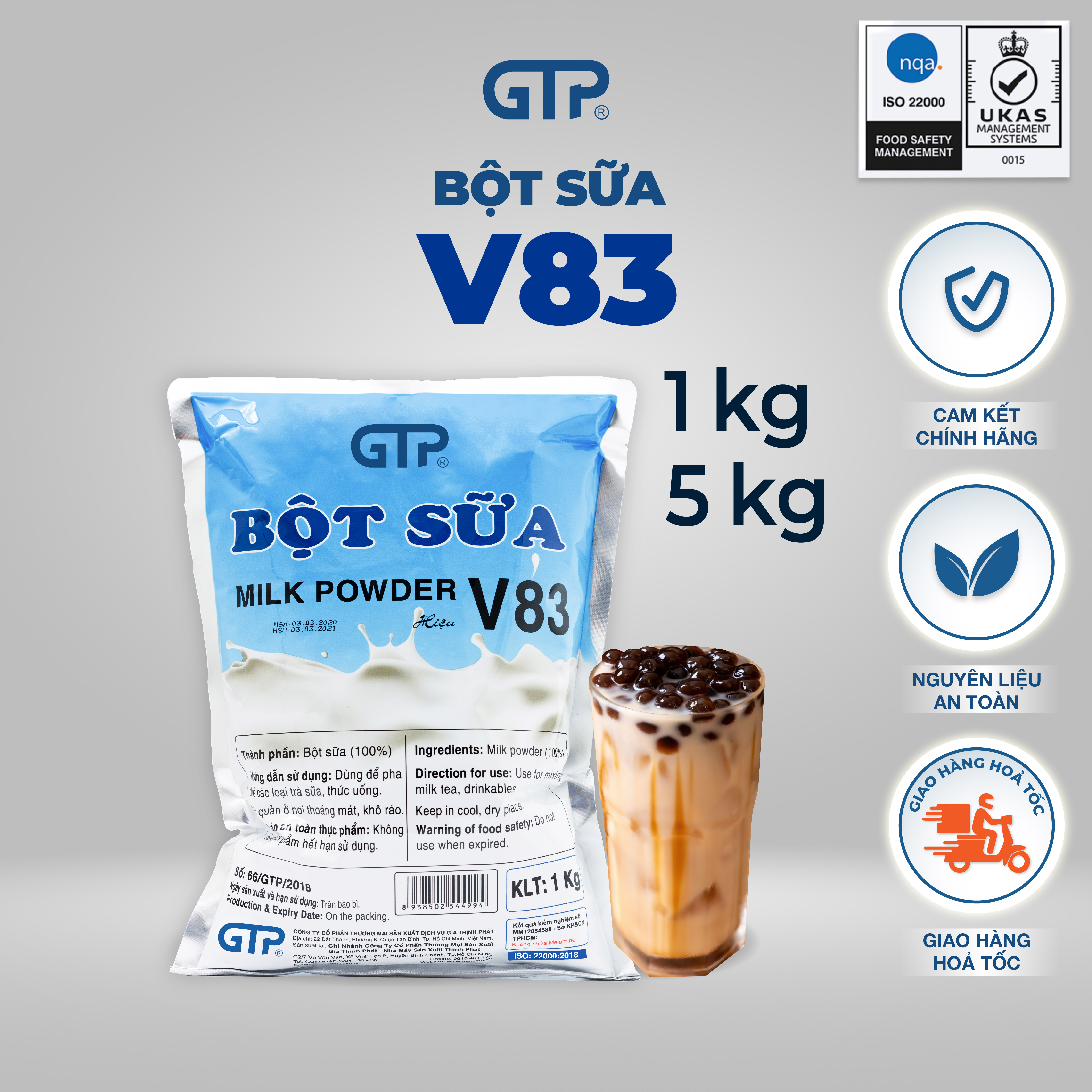 Bột Béo Pha Trà Sữa GTP V83 (1Kg) Bột Kem Béo Nguyên Liệu Làm Trà Sữa Bột Sữa Nấu Trà Sữa