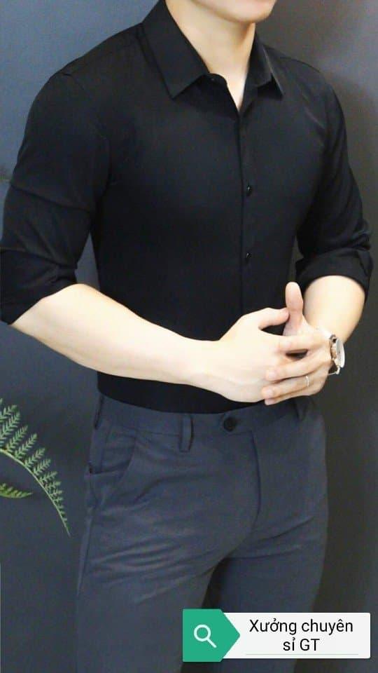 [XẢ HÀNG CUỐI NĂM] ÁO SƠ MI NAM ĐEN CÔNG SỞ HÀNG CAO CẤP 2020 PHONG CÁCH HÀN QUỐC - ShopTuoiTeen