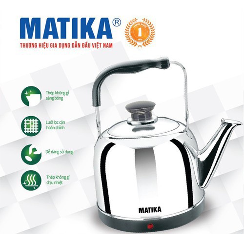 Mua ngay | bình đun siêu tốc, bền đẹp, nấu nước an toàn, giá rẻ, ấm đun đế liền matika mtk-50 nước sôi nhanh chóng, inox không gỉ, bảo hành 12 tháng.
